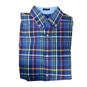 Paul & Shark Shirt Mens Size 42 Blue Plaid Madras Button Down Long Sleeve Italy